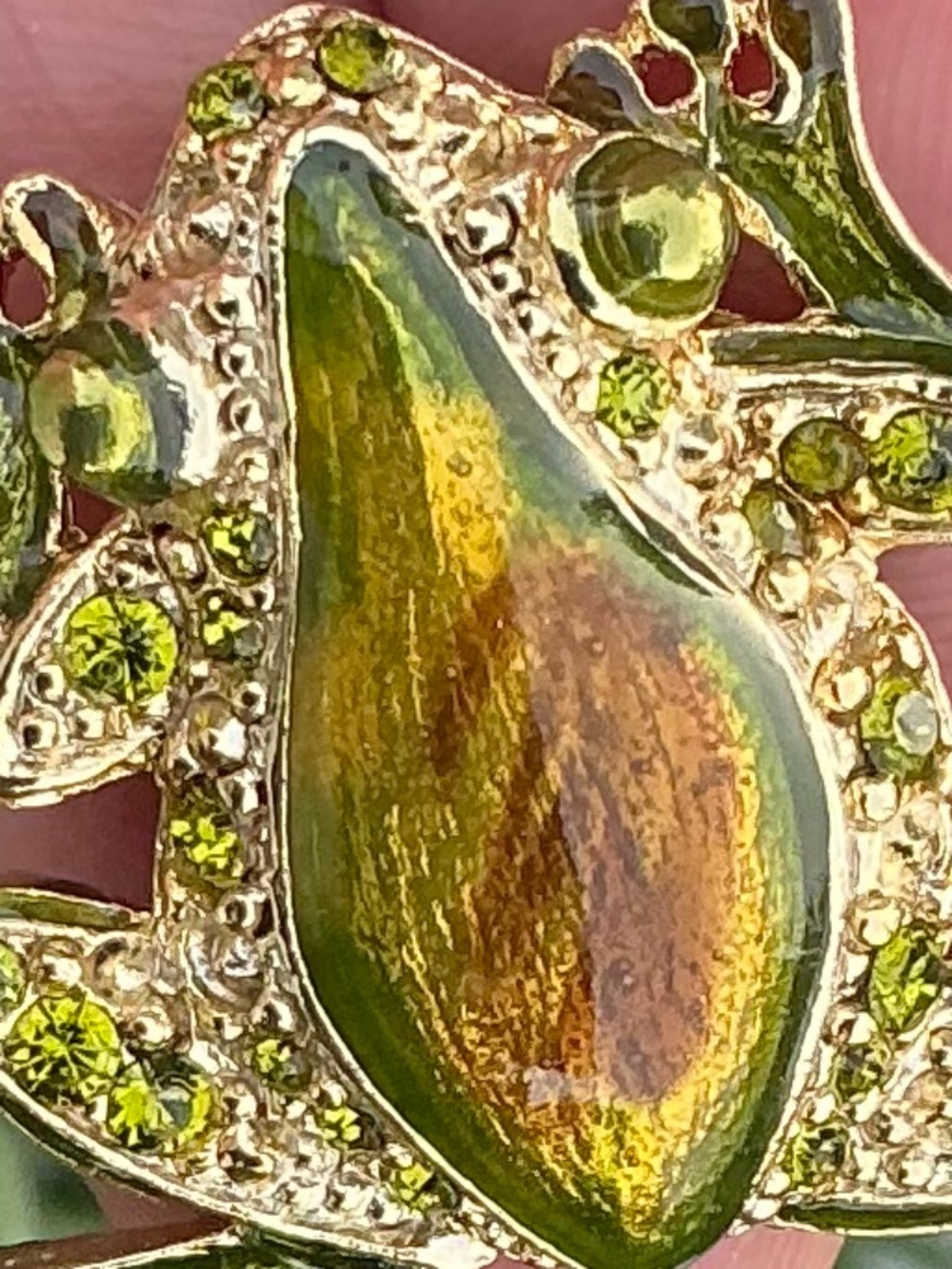 Vintage Leaping Frog Pin Green Enamel Rhinestone Unsigned Liz Claiborne 1980s - Picture 15 of 16